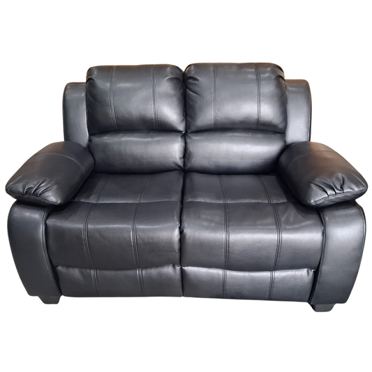 Black leather sofa on a white background
