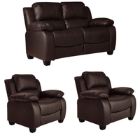 Valerie Brown Leather Modern 2+1+1 Seater Sofa Set