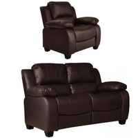 Valerie Brown Leather Modern 2+1 Seater Sofa Set