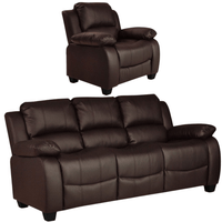 Valerie Brown Leather Modern 3+1 Seater Sofa Set