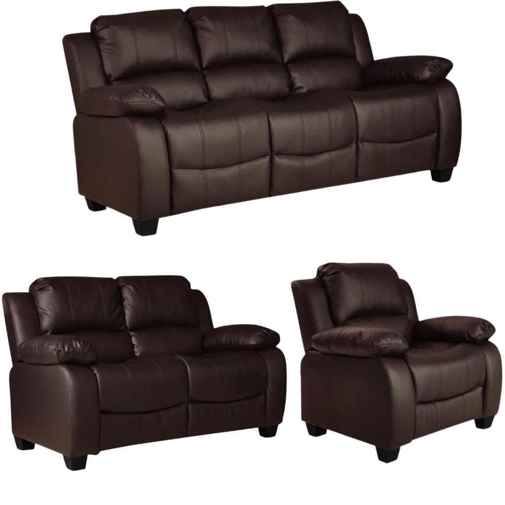 Valerie Brown Leather Modern 3+2+1 Seater Sofa Set - Furniture Instore