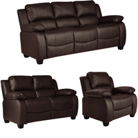 Valerie Brown Leather Modern 3+2+1 Seater Sofa Set
