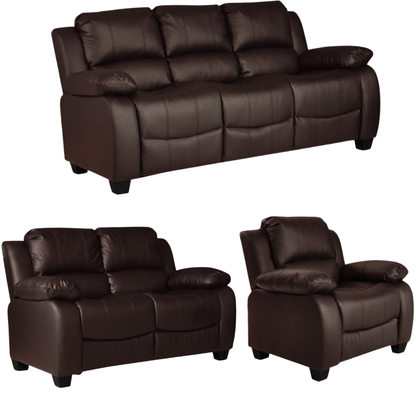Valerie Brown Leather Modern 3+2+1 Seater Sofa Set - Furniture Instore