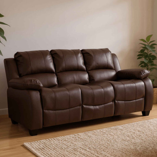 Valerie Brown Leather 3 Seater Sofa - Furniture Instore