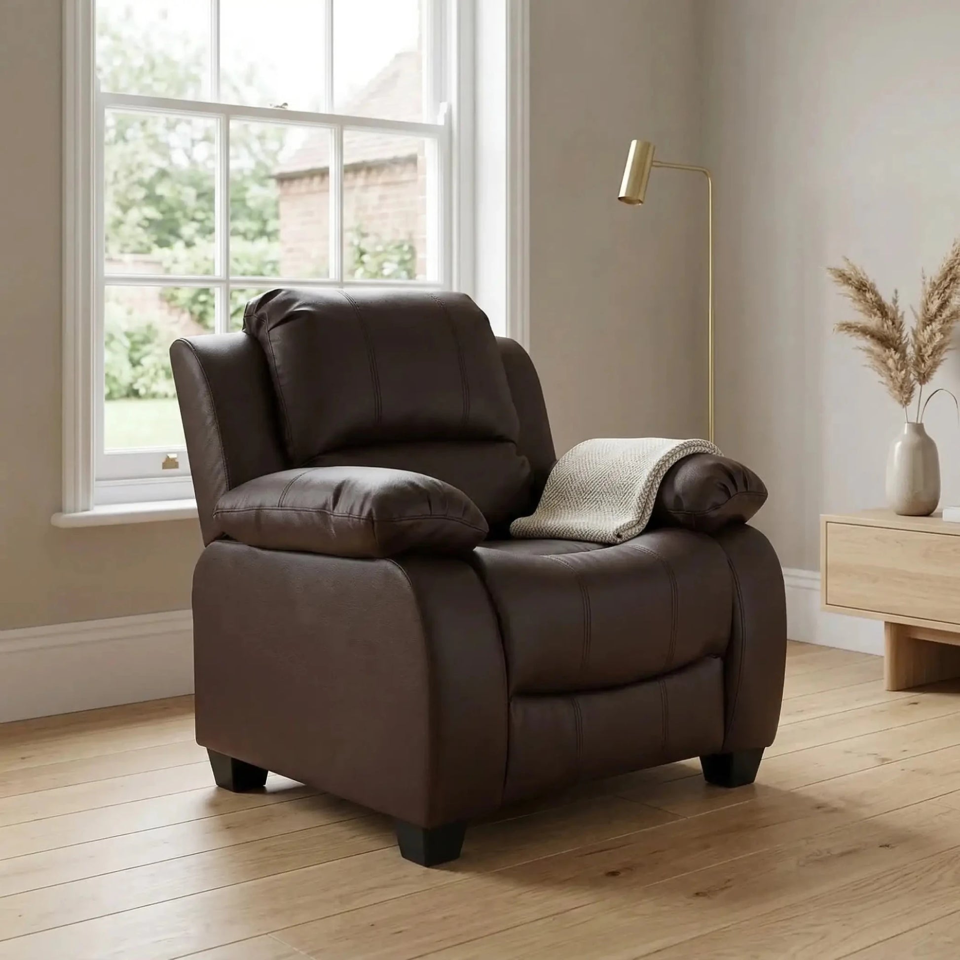 Valerie Brown Leather Armchair - Furniture Instore