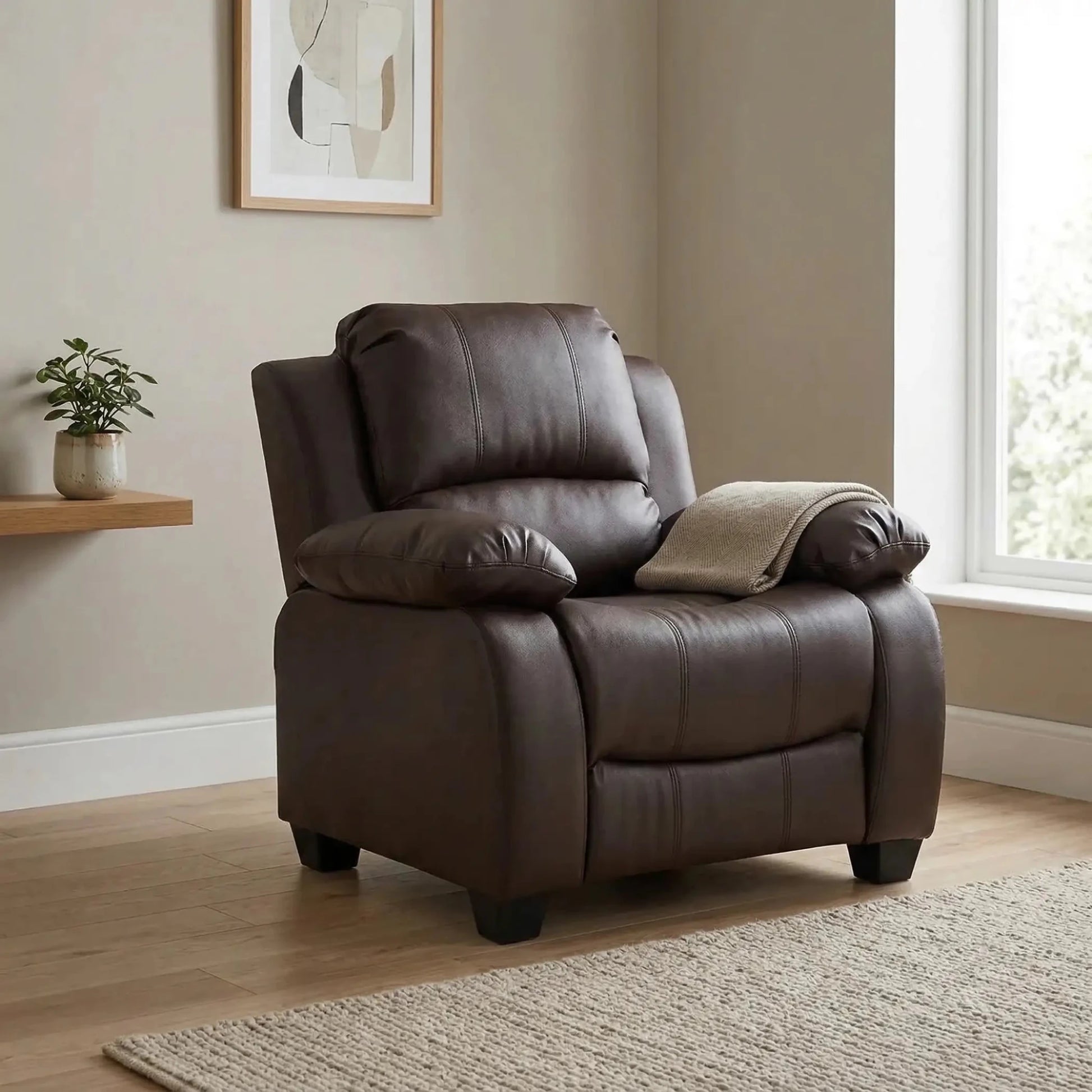 Valerie Brown Leather Armchair - Furniture Instore