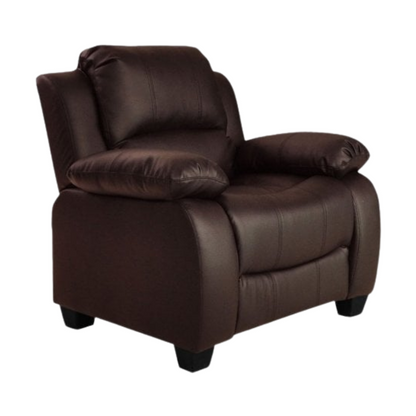 Modern brown leather armchair on white background – stylish compact leather armchair for contemporary living room interiors