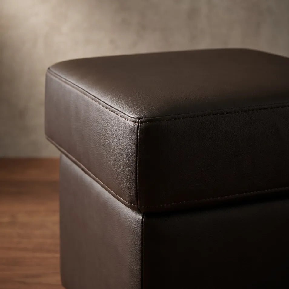 Valerie Brown Leather Footstool - Furniture Instore