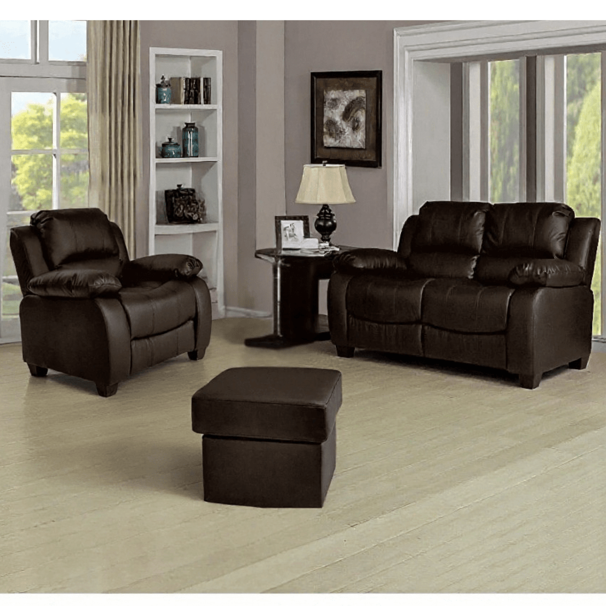 Valerie Brown Leather Modern 2+1 Seater Sofa Set - Furniture Instore