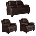 Valerie Brown Leather Modern 2+1+1 Seater Sofa Set