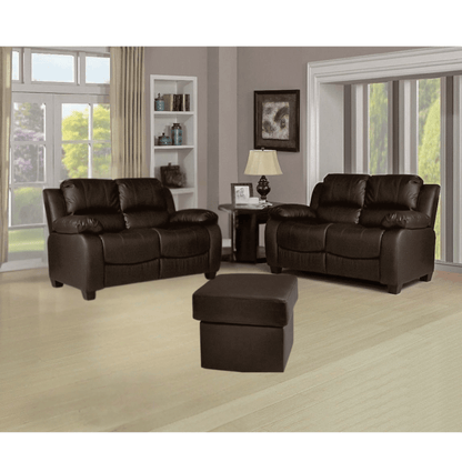 Valerie Brown Leather Modern 2+2 Seater Sofa Set - Furniture Instore