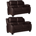 Valerie Brown Leather Modern 2+2 Seater Sofa Set