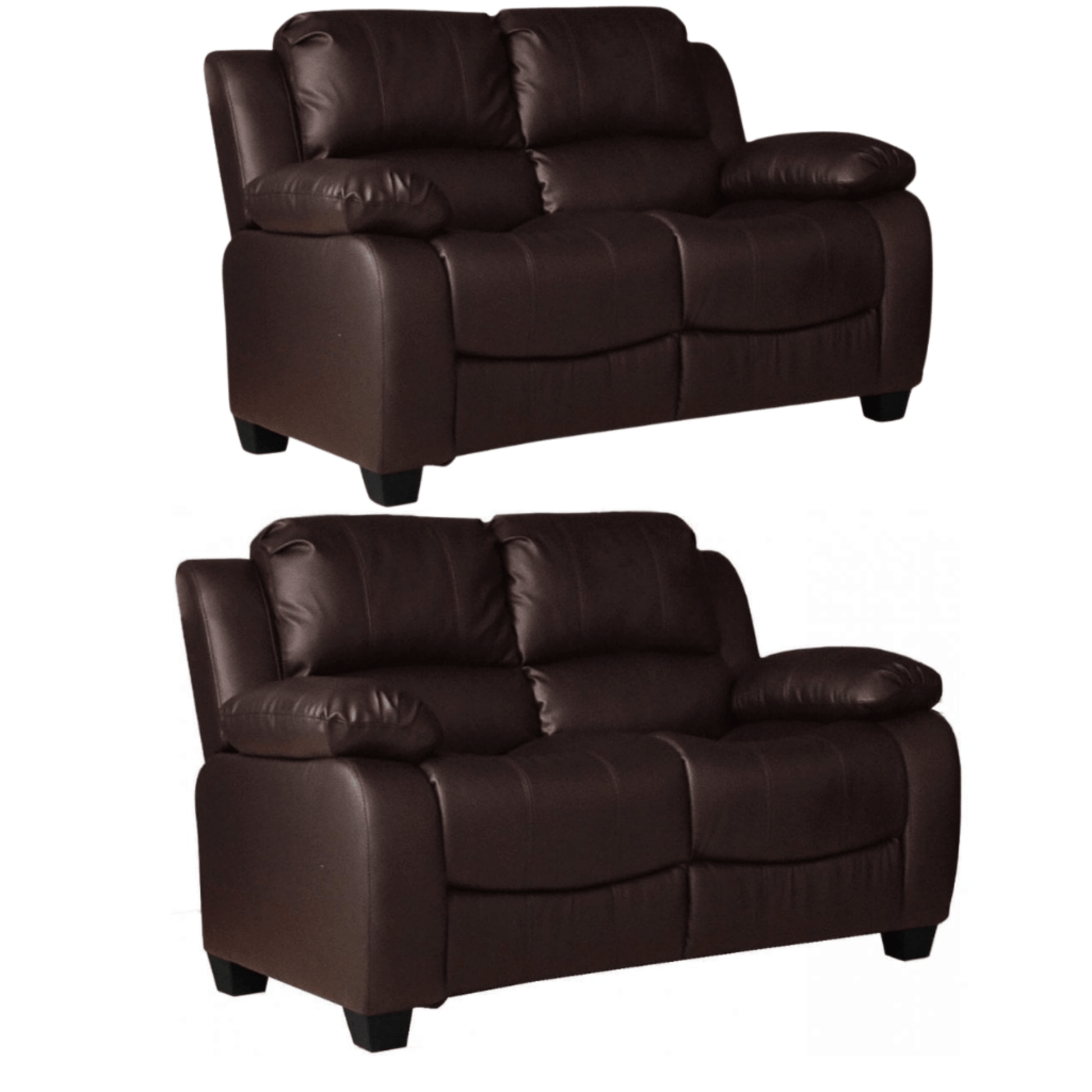 Valerie Brown Leather Modern 2+2 Seater Sofa Set - Furniture Instore