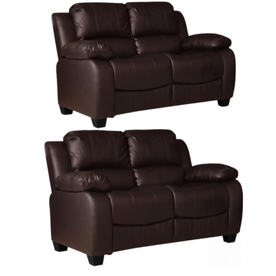 Valerie Brown Leather Modern 2+2 Seater Sofa Set