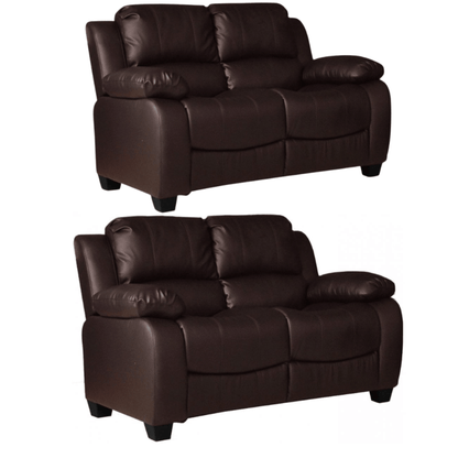 Valerie Brown Leather Modern 2+2 Seater Sofa Set - Furniture Instore