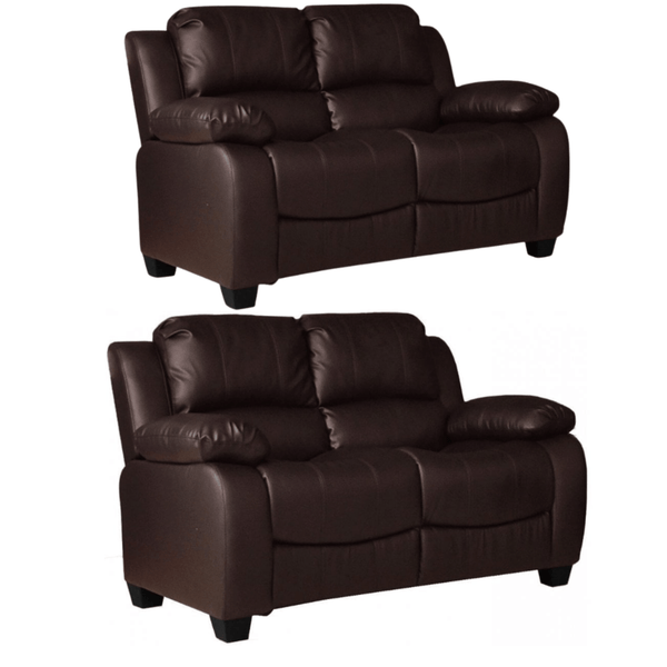 Valerie Brown Leather Modern 2+2 Seater Sofa Set