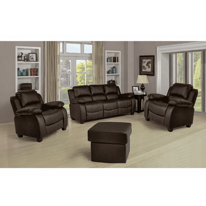 Valerie Brown Leather Modern 3+1+1 Seater Sofa Set - Furniture Instore