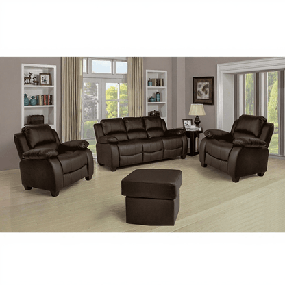 Valerie Brown Leather Modern 3+1+1 Seater Sofa Set - Furniture Instore