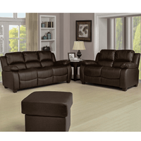Valerie Brown Leather Modern 3+2 Seater Sofa Set - Furniture Instore