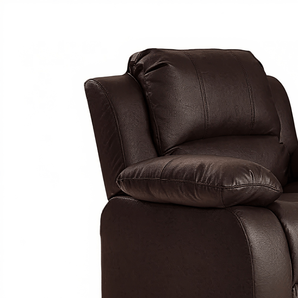 Close-up view highlighting the Valerie Brown Leather Modern Sofa Set – FurnitureInStore