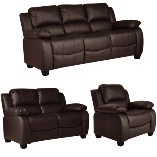 Valerie Brown Leather Modern 3+2+1 Seater Sofa Set