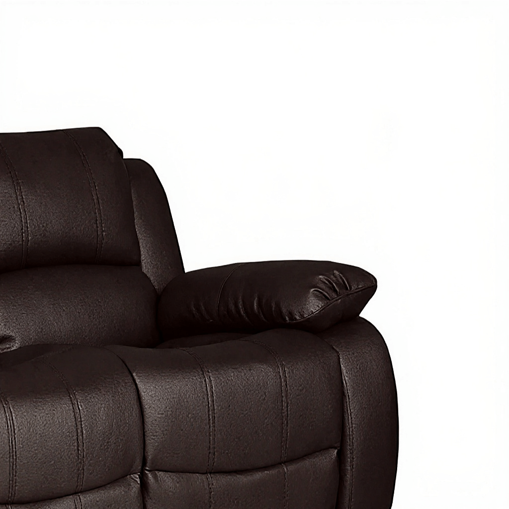 Close-up angle of the Valerie Brown Leather Modern Sofa Set – FurnitureInStore