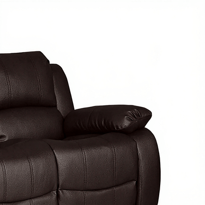 Close-up angle of the Valerie Brown Leather Modern Sofa Set – FurnitureInStore