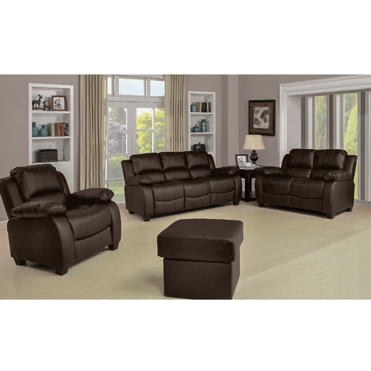 Valerie Brown Leather Modern 3+2+1 Seater Sofa Set