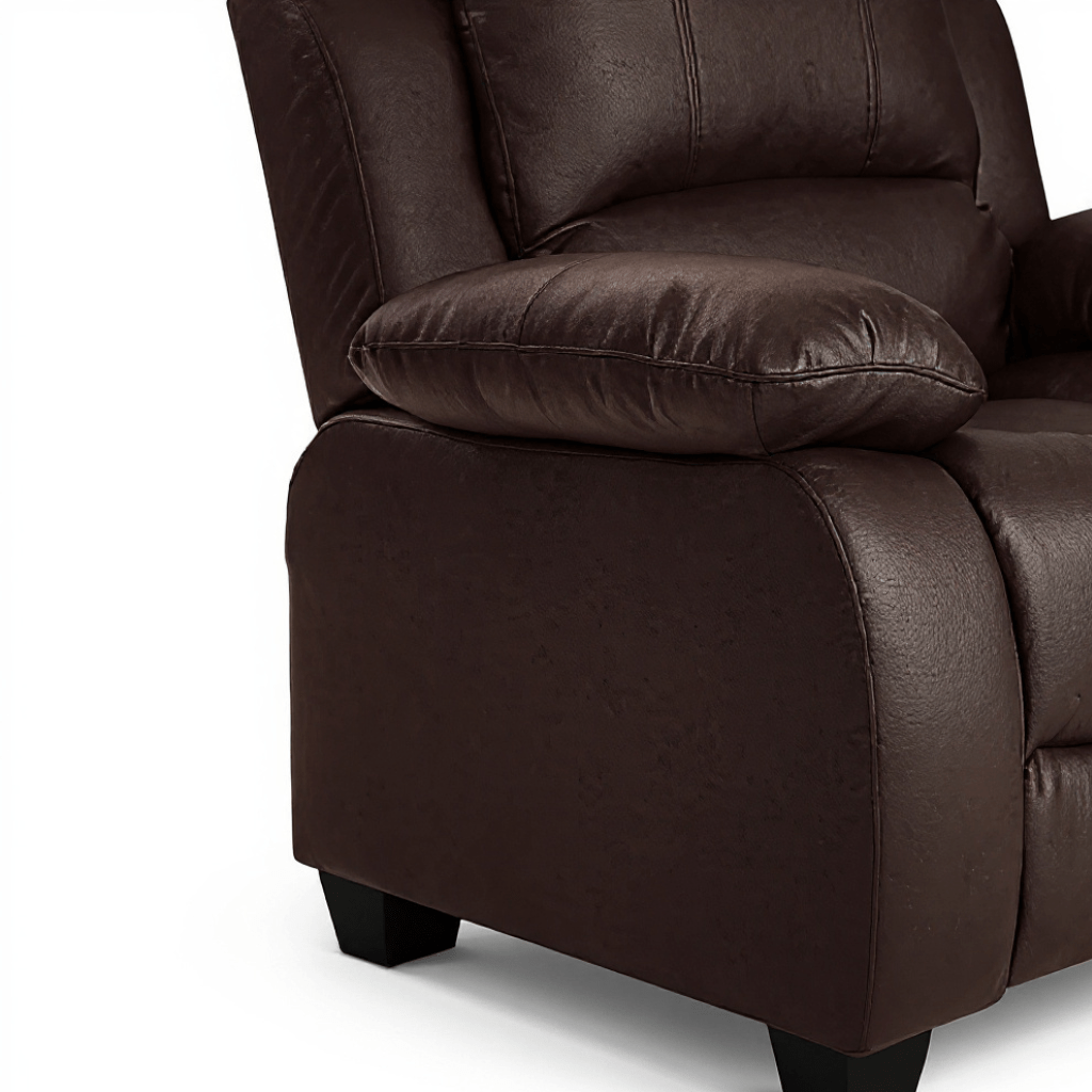 Close-up of the Valerie Brown Leather Modern Seater Sofa Set – FurnitureInStore