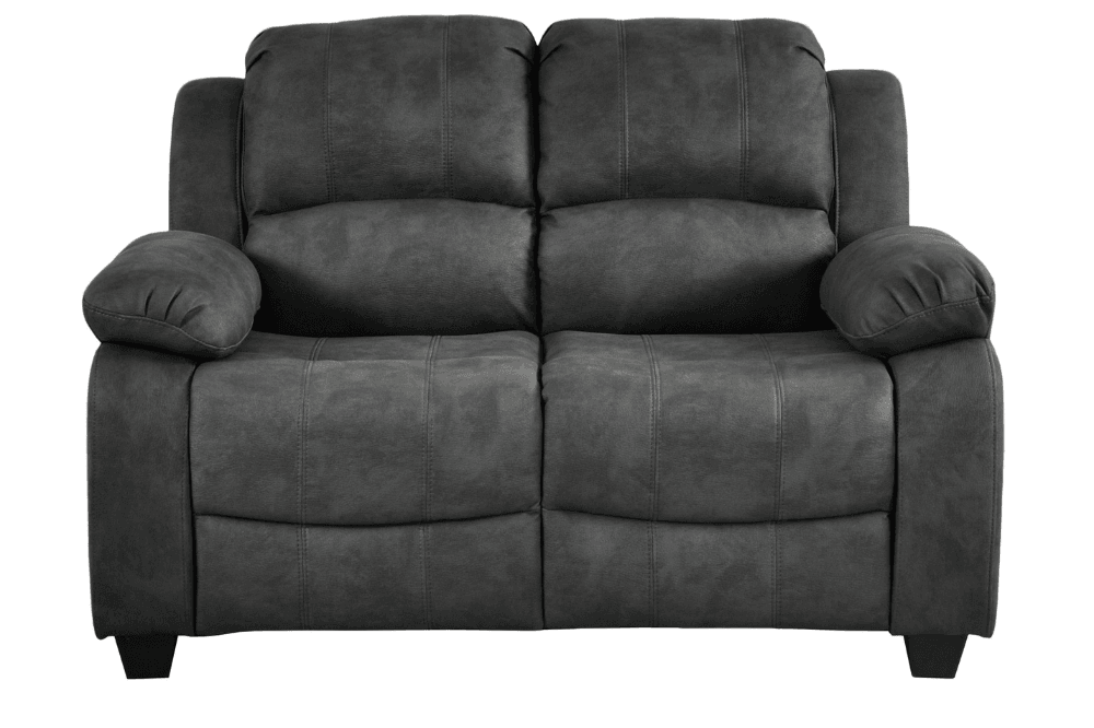Modern dark grey fabric 2 seater sofa on white background – contemporary upholstered couch for living room