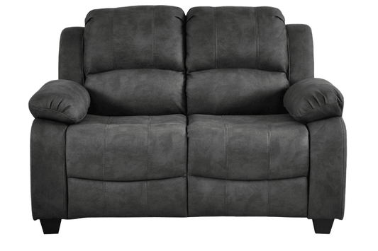 Modern dark grey fabric 2 seater sofa on white background – contemporary upholstered couch for living room