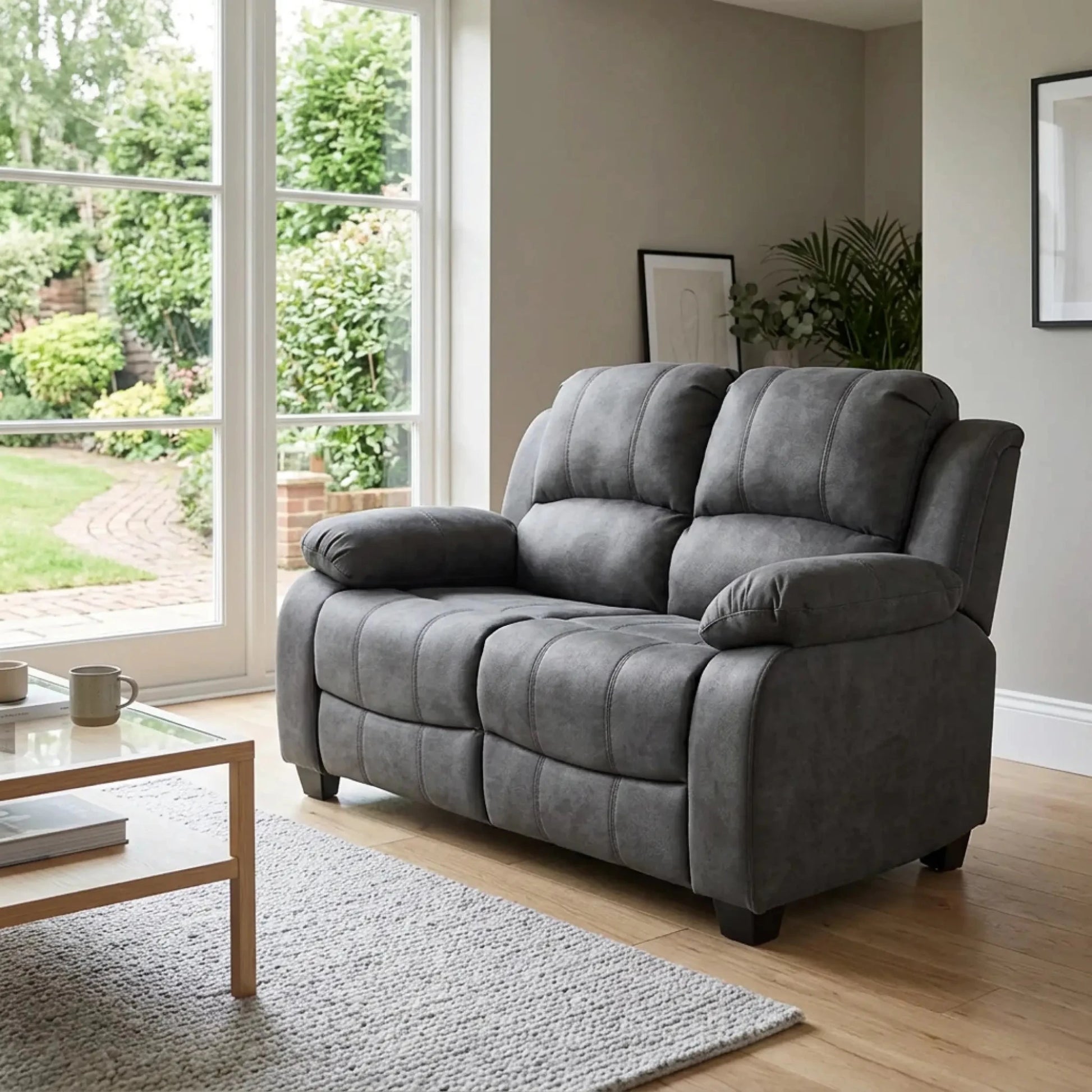Valerie Charcoal Fabric 2 Seater Sofa - Furniture Instore