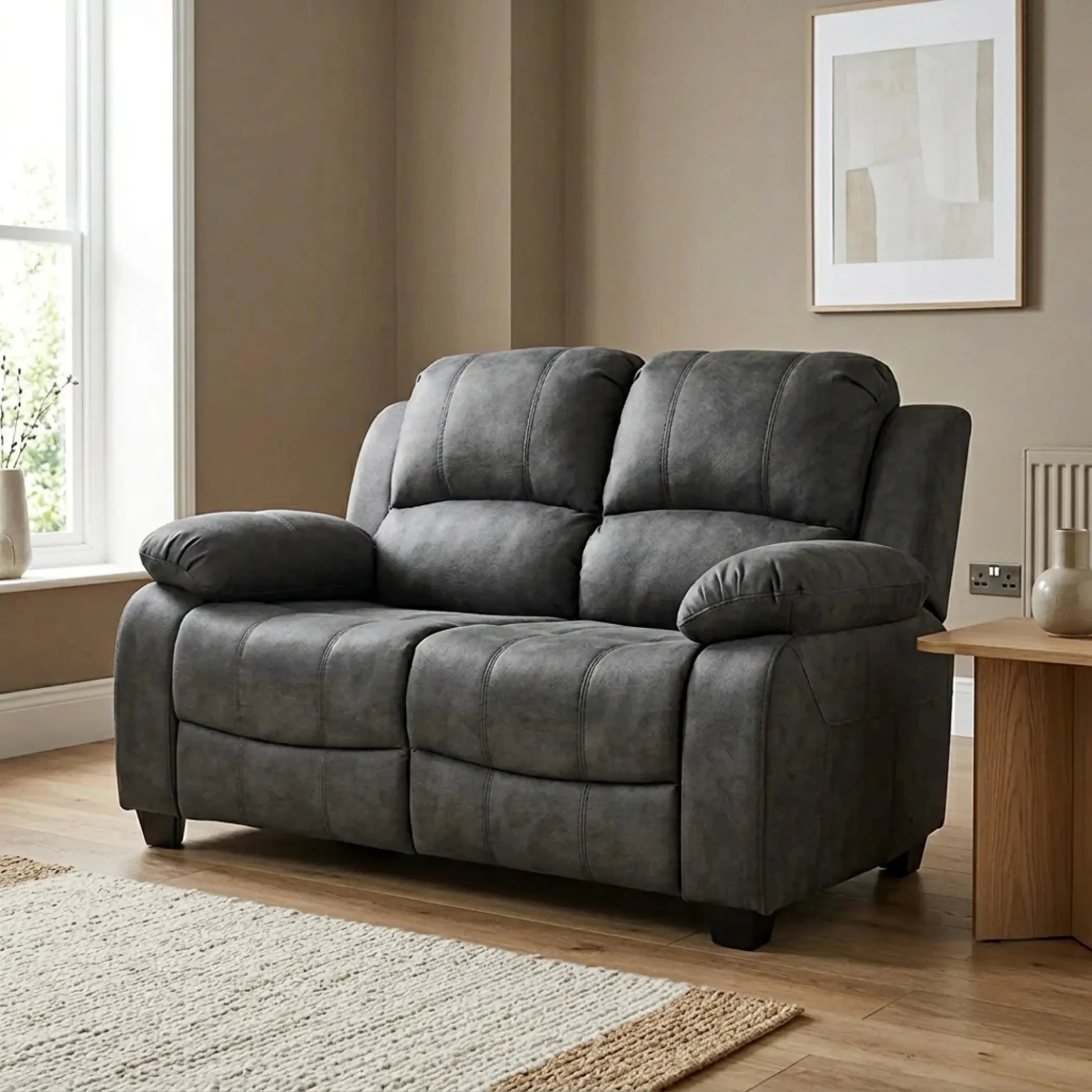 Valerie Charcoal Fabric 2 Seater Sofa - Furniture Instore