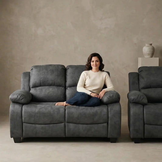 Valerie Charcoal Fabric 2+1 Seater Sofa Set - Furniture Instore