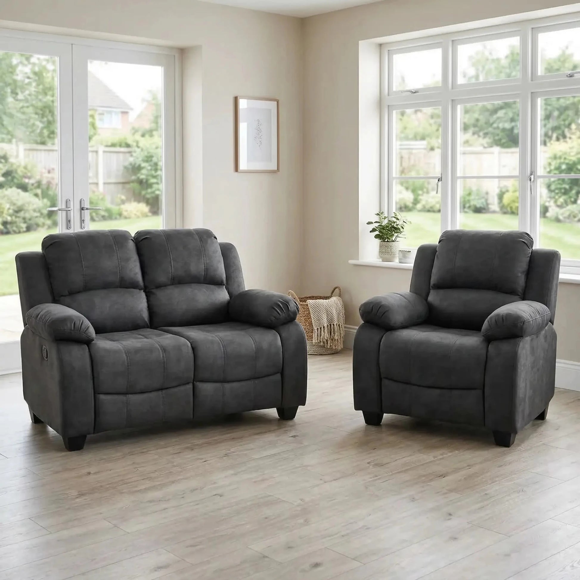 Valerie Charcoal Fabric 2+1 Seater Sofa Set - Furniture Instore