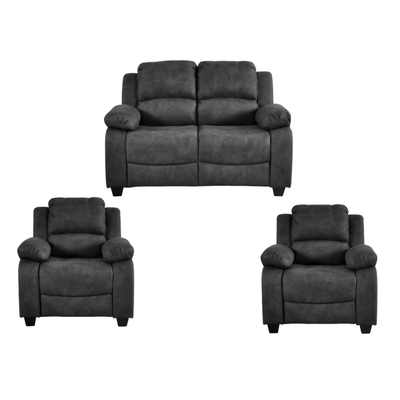 Valerie Charcoal Fabric 2+1+1 Seater Sofa Set