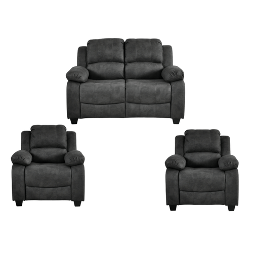 Valerie Charcoal Fabric 2+1+1 Seater Sofa Set