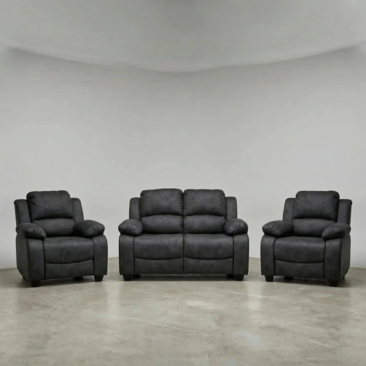 Valerie Charcoal Fabric 2+1+1 Seater Sofa Set - Furniture Instore