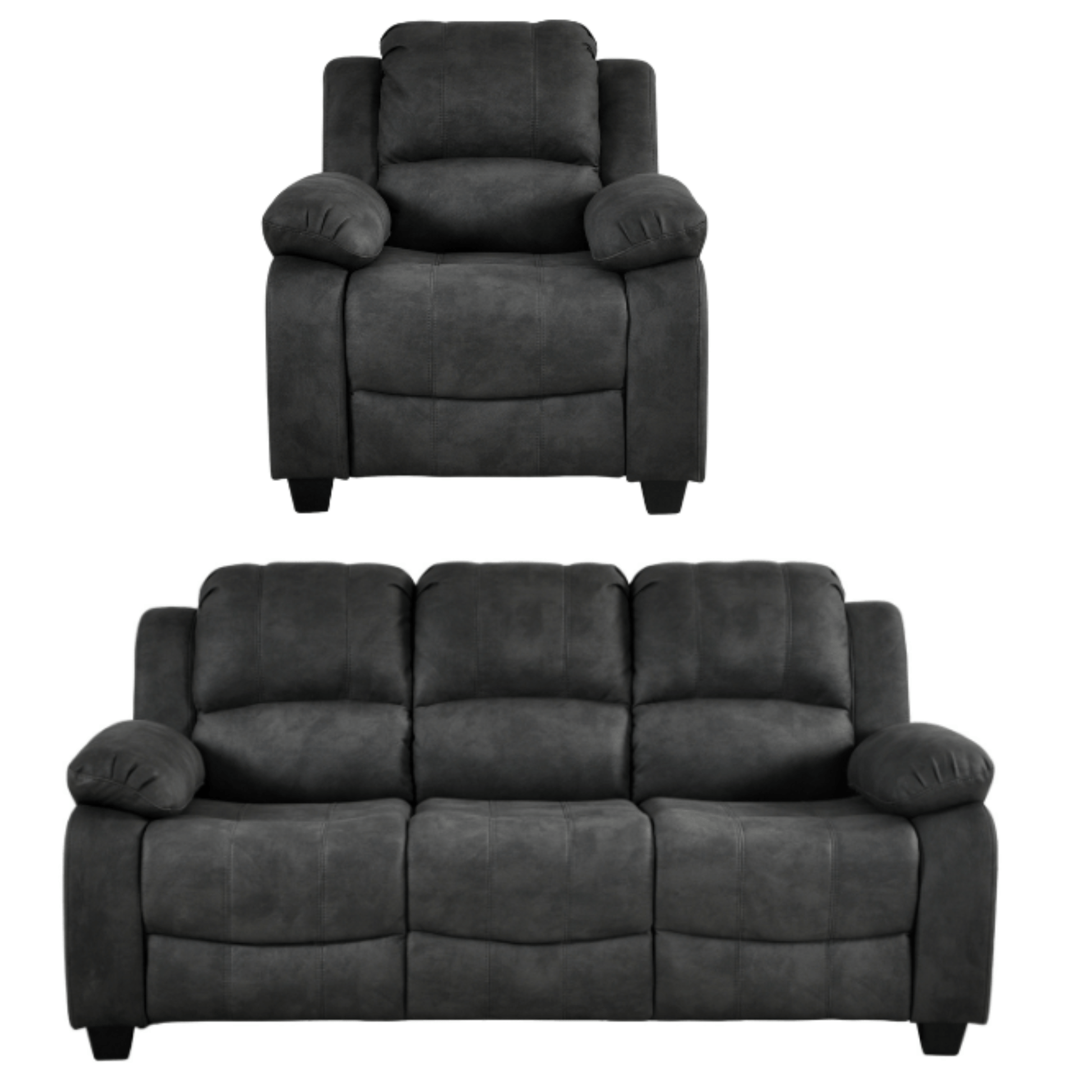 Valerie Charcoal Fabric 3+1 Seater Sofa Set - Furniture Instore