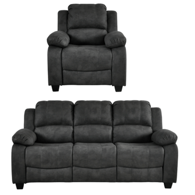 Valerie Charcoal Fabric 3+1 Seater Sofa Set