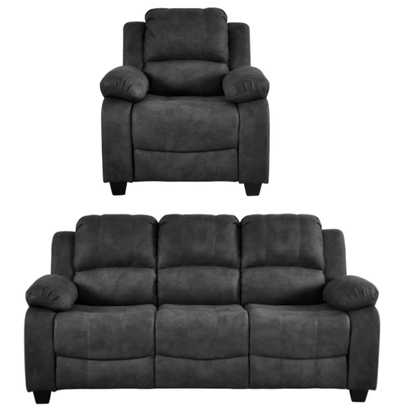 Valerie Charcoal Fabric 3+1 Seater Sofa Set - Furniture Instore