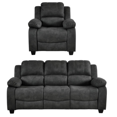 Valerie Charcoal Fabric 3+1 Seater Sofa Set