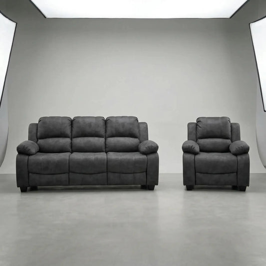 Valerie Charcoal Fabric 3+1 Seater Sofa Set - Furniture Instore