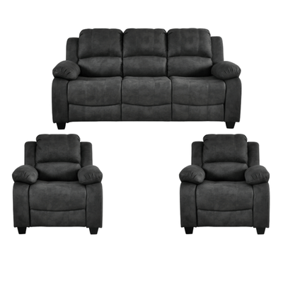 Valerie Charcoal Fabric 3+1+1 Seater Sofa Set