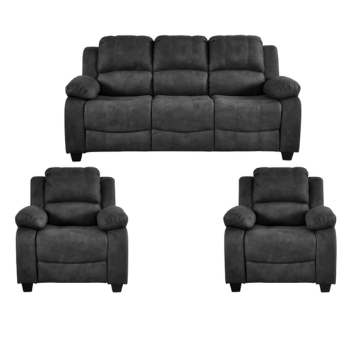 Valerie Charcoal Fabric 3+1+1 Seater Sofa Set