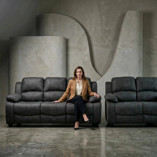Valerie Charcoal Fabric 3+2 Seater Sofa Set - Furniture Instore