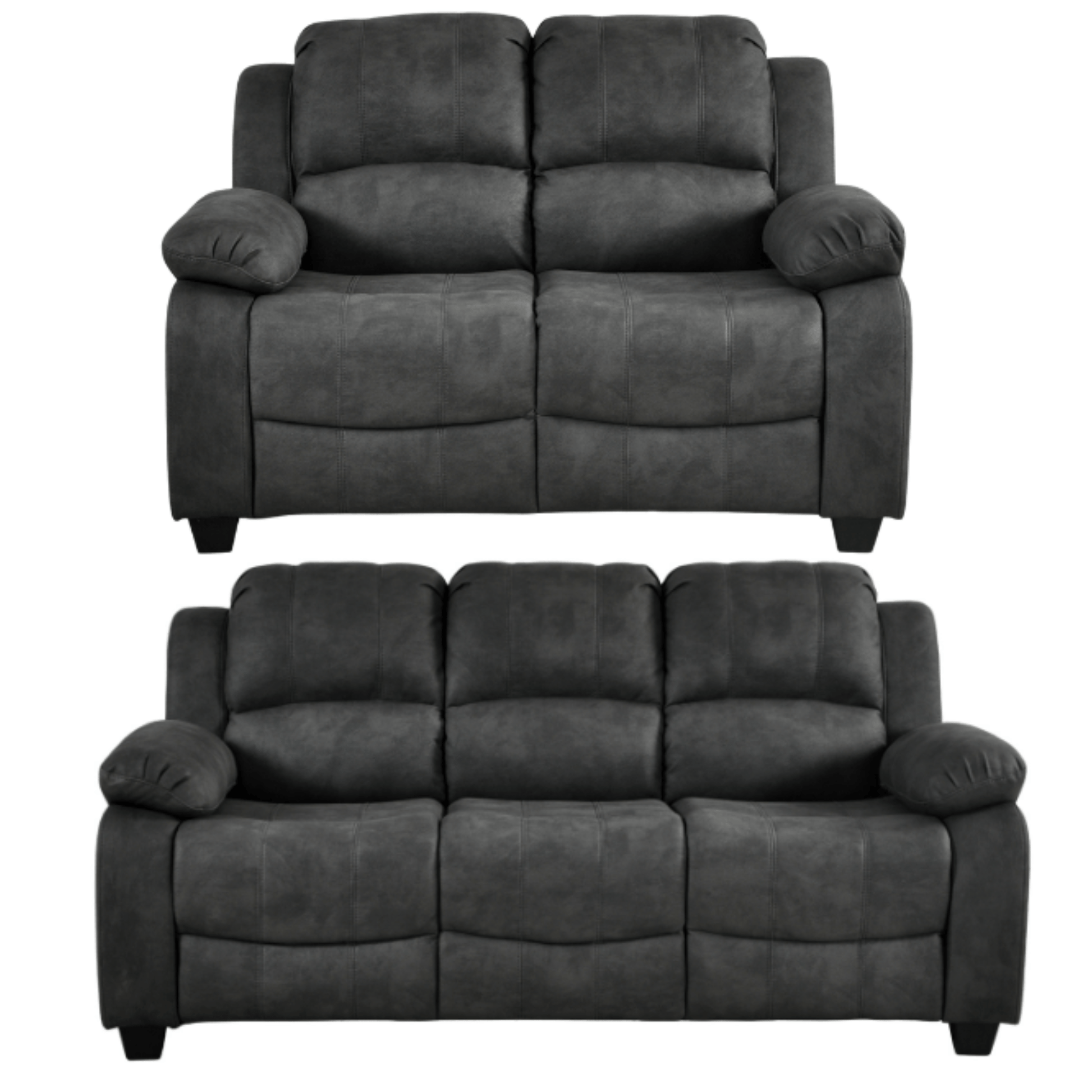 Valerie Charcoal fabric 3 Seater sofa  and 2 seater on white back ground