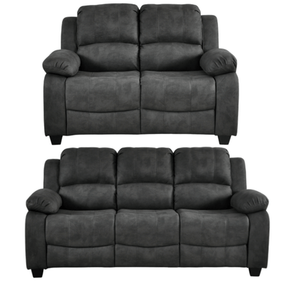 Valerie Charcoal fabric 3 Seater sofa  and 2 seater on white back ground