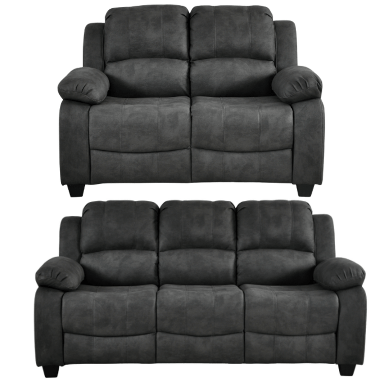 Valerie Charcoal fabric 3 Seater sofa  and 2 seater on white back ground