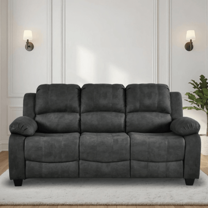 Valerie Charcoal fabric 3 Seater sofa on white back ground